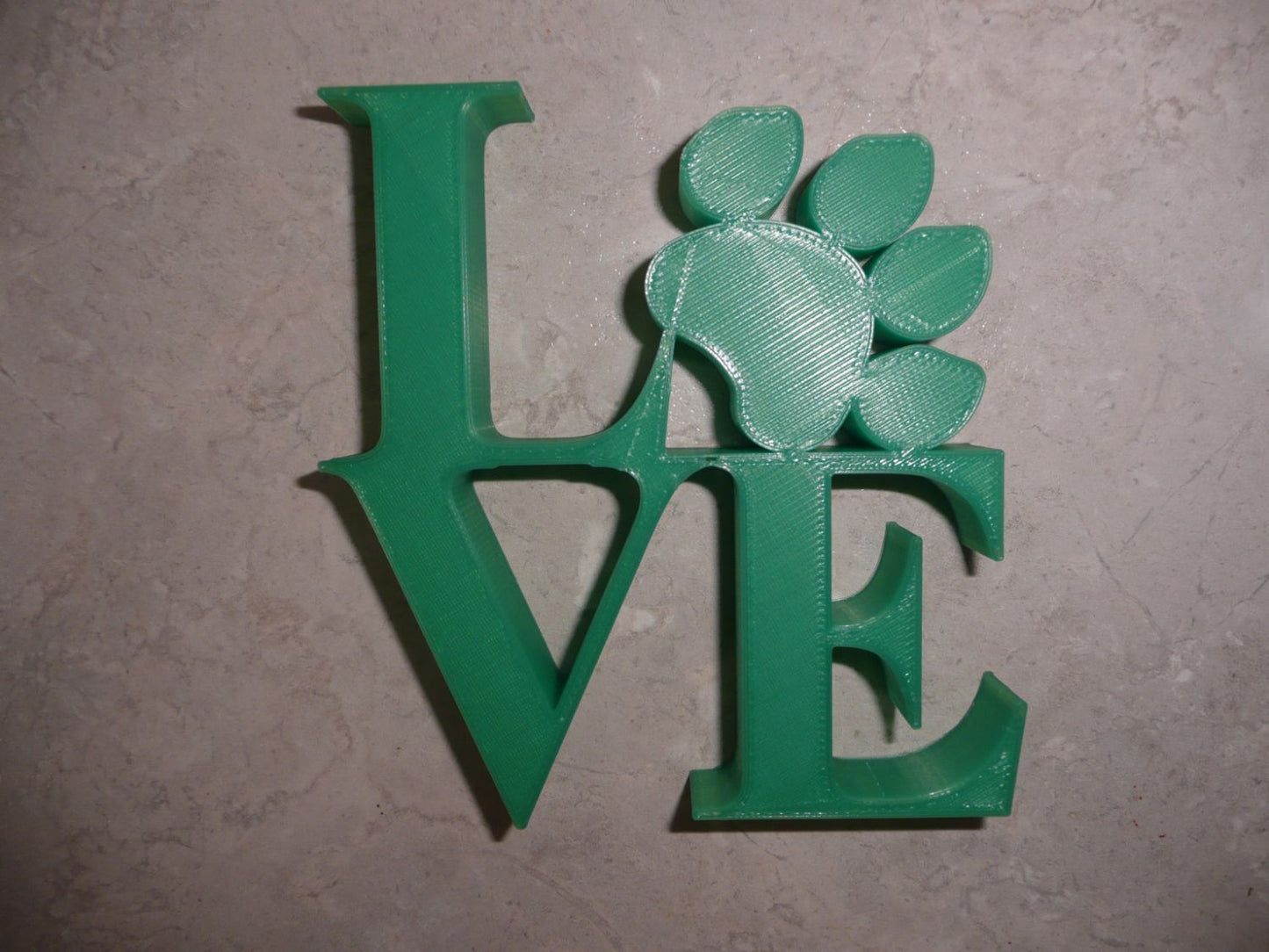 Love Word with Paw Print Table Shelf Home Office Decor Green Made in USA PR4849