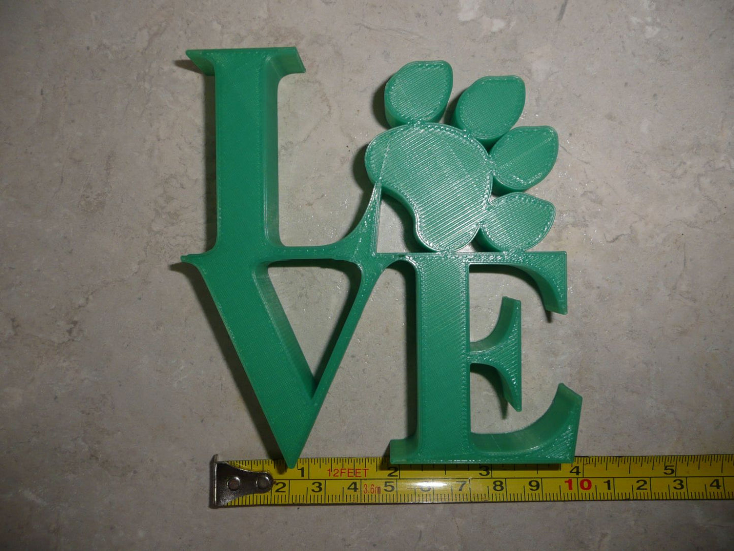 Love Word with Paw Print Table Shelf Home Office Decor Green Made in USA PR4849