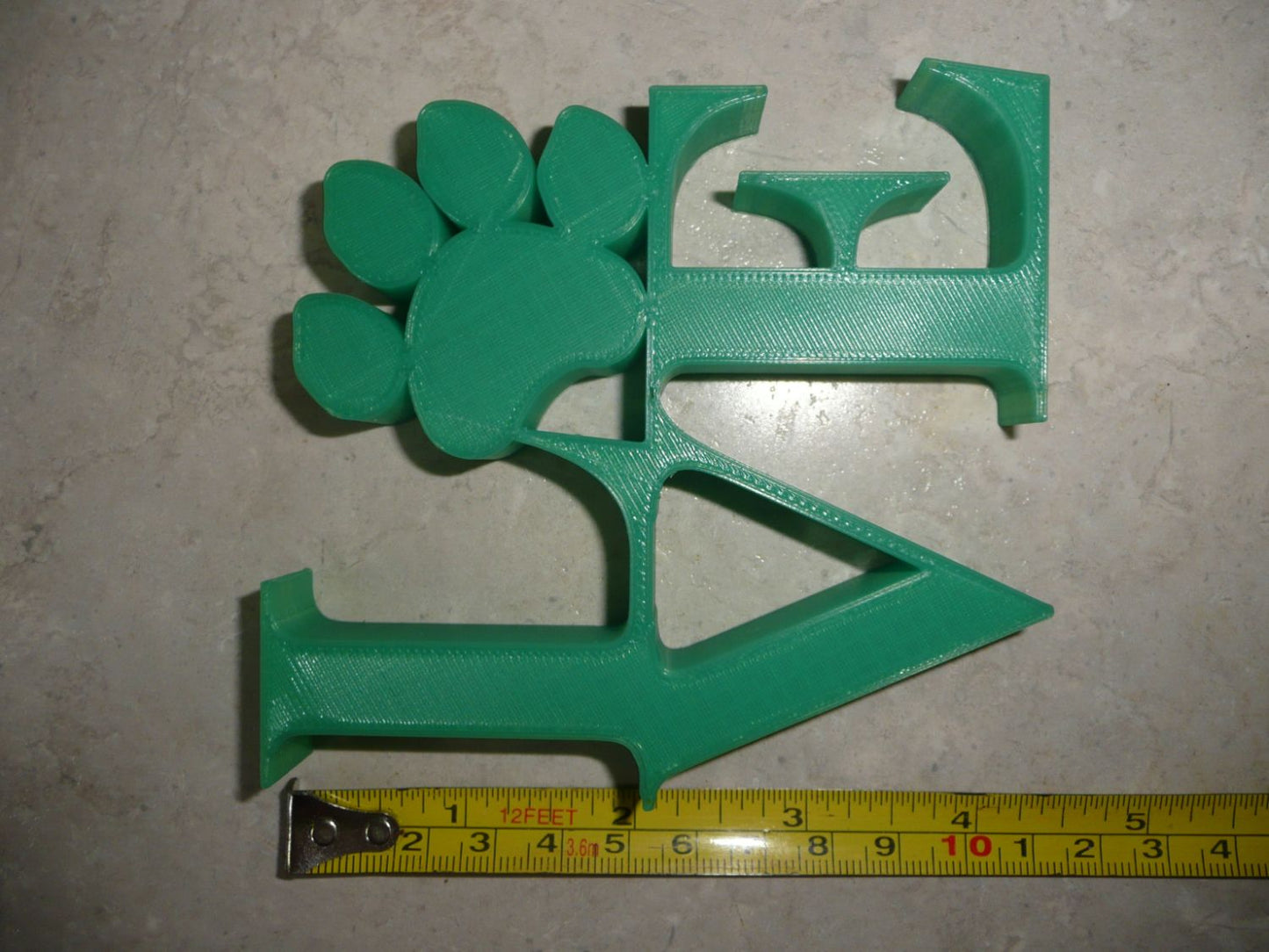 Love Word with Paw Print Table Shelf Home Office Decor Green Made in USA PR4849