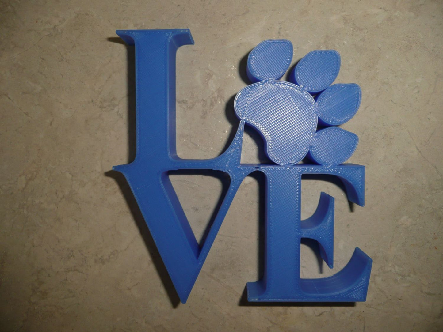 Love Word with Paw Print Table Shelf Home Office Decor Blue Made in USA PR4850