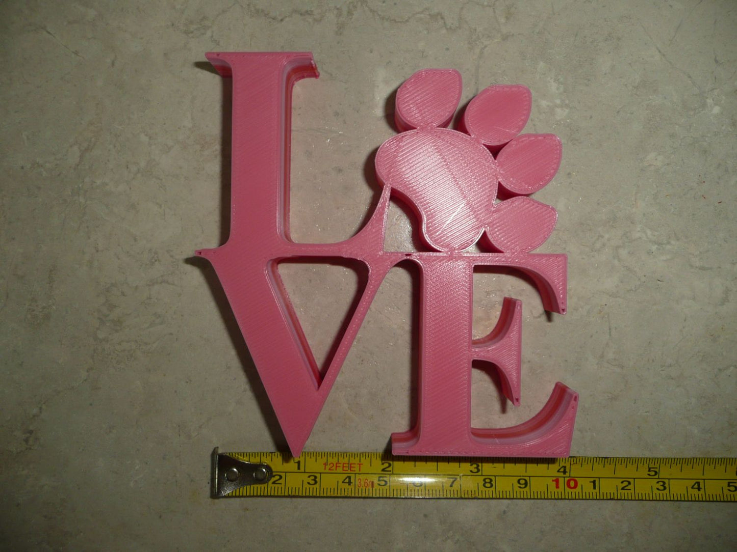 Love Word with Paw Print Table Shelf Home Office Decor Pink Made in USA PR4851