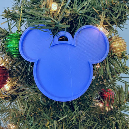 Mickey Mouse Face Ears Shape Blue Christmas Ornament Made In USA PR4863