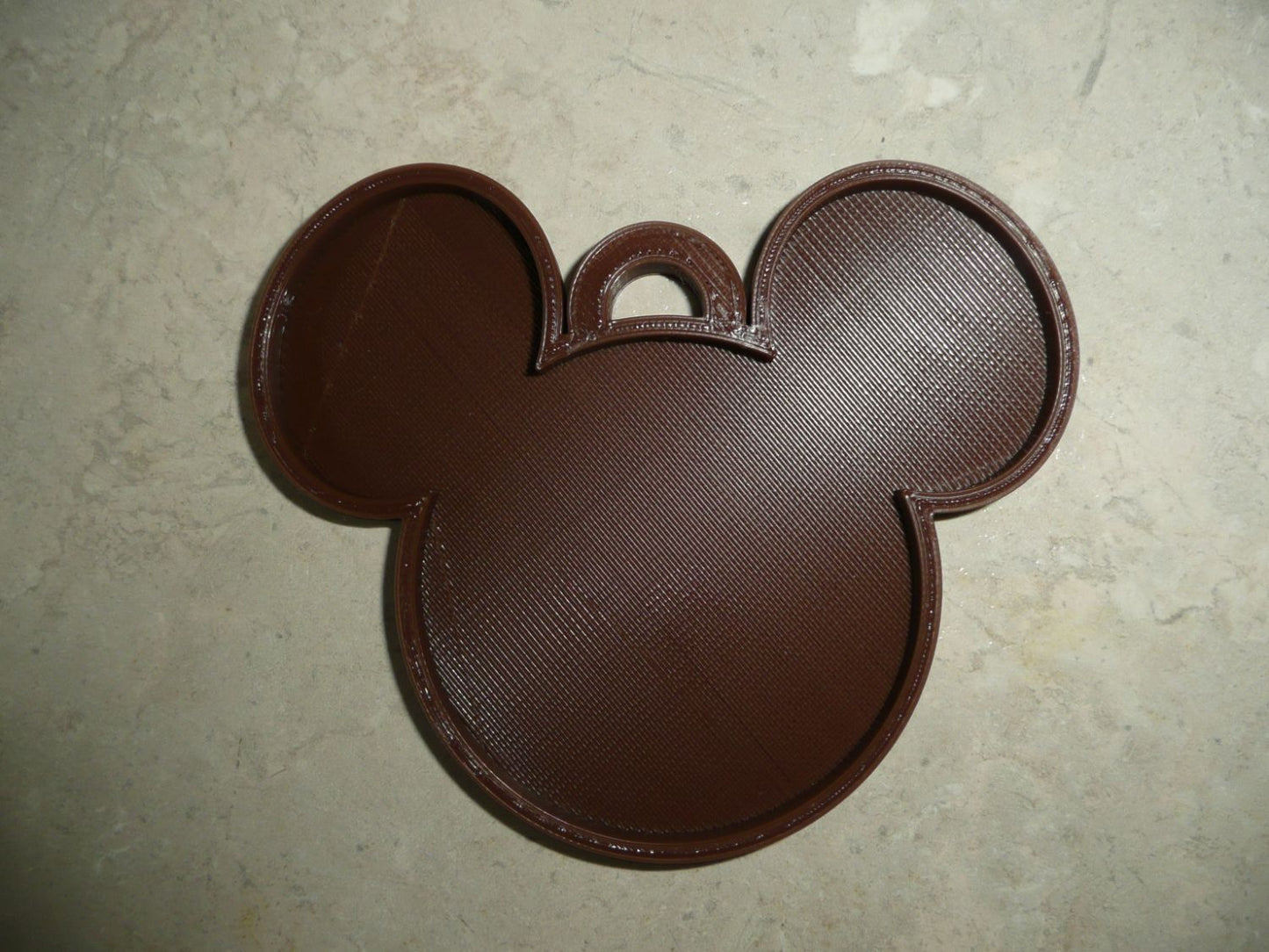 Mickey Mouse Face Ears Shape Brown Christmas Ornament Made In USA PR4864