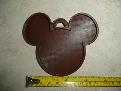 Mickey Mouse Face Ears Shape Brown Christmas Ornament Made In USA PR4864