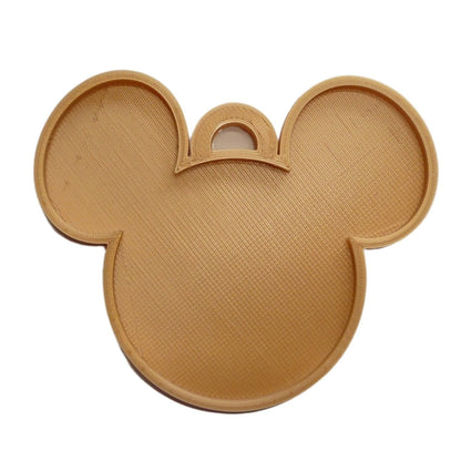 Mickey Mouse Face Ears Shape Gold Christmas Ornament Made In USA PR4865