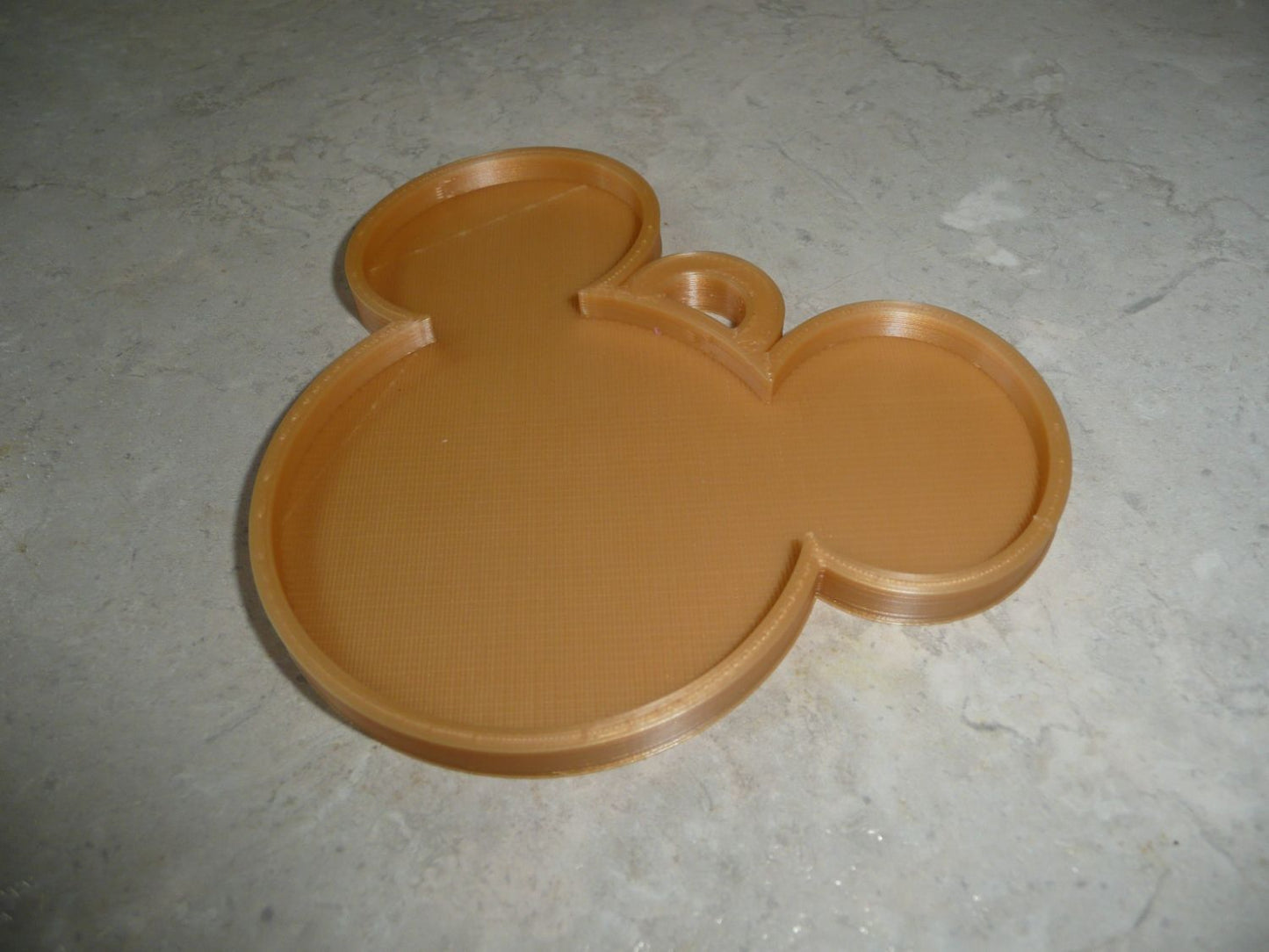 Mickey Mouse Face Ears Shape Gold Christmas Ornament Made In USA PR4865