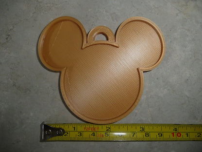 Mickey Mouse Face Ears Shape Gold Christmas Ornament Made In USA PR4865