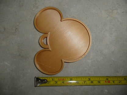 Mickey Mouse Face Ears Shape Gold Christmas Ornament Made In USA PR4865