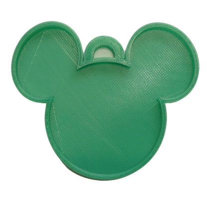 Mickey Mouse Face Ears Shape Green Christmas Ornament Made In USA PR4867