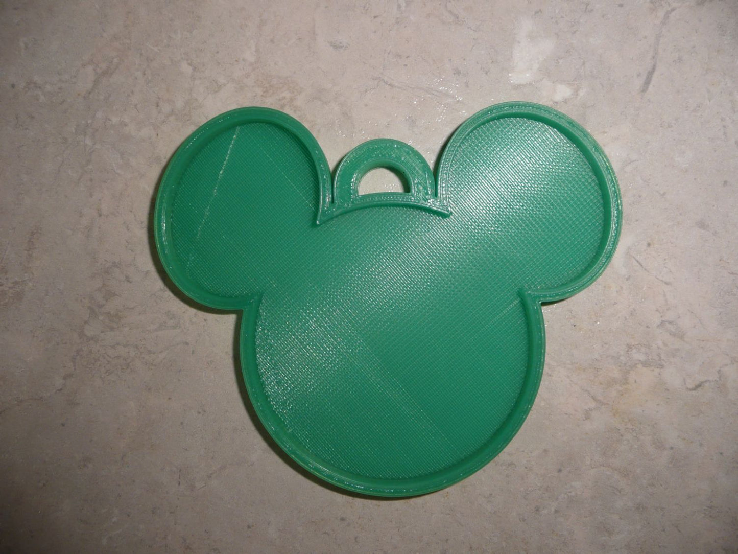 Mickey Mouse Face Ears Shape Green Christmas Ornament Made In USA PR4867