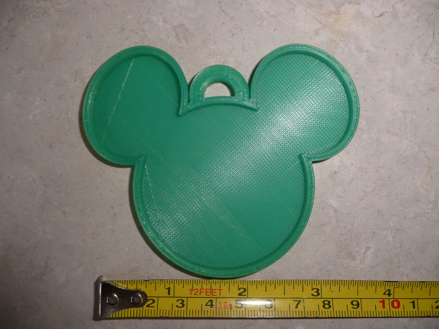 Mickey Mouse Face Ears Shape Green Christmas Ornament Made In USA PR4867