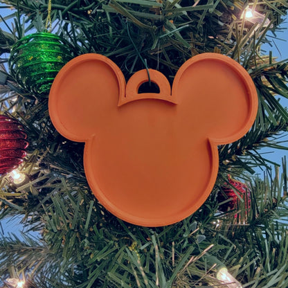 Mickey Mouse Face Ears Shape Orange Christmas Ornament Made In USA PR4868