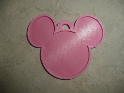 Mickey Mouse Face Ears Shape Pink Christmas Ornament Made In USA PR4869