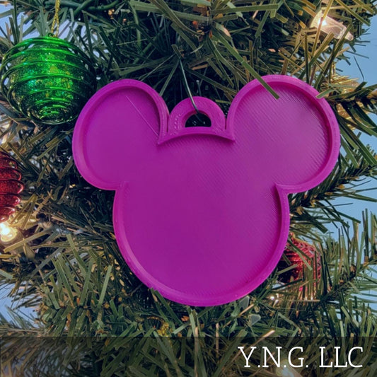 Mickey Mouse Face Ears Shape Purple Christmas Ornament Made In USA PR4870