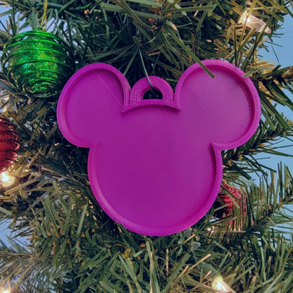 Mickey Mouse Face Ears Shape Purple Christmas Ornament Made In USA PR4870