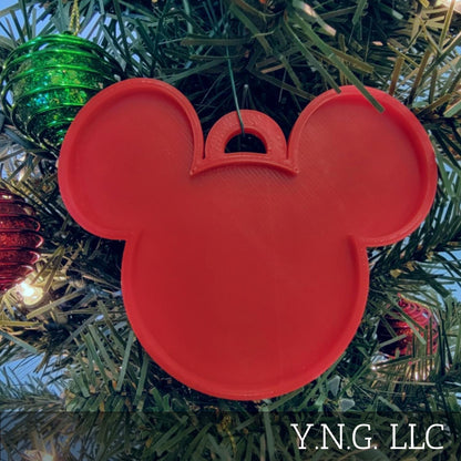 Mickey Mouse Face Ears Shape Red Christmas Ornament Made In USA PR4871