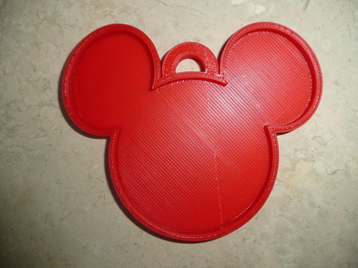 Mickey Mouse Face Ears Shape Red Christmas Ornament Made In USA PR4871