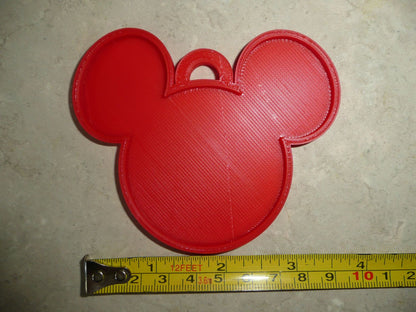 Mickey Mouse Face Ears Shape Red Christmas Ornament Made In USA PR4871