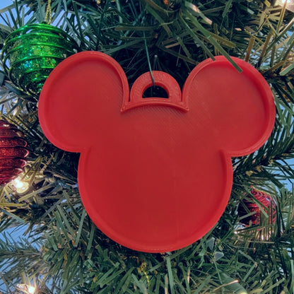 Mickey Mouse Face Ears Shape Red Christmas Ornament Made In USA PR4871