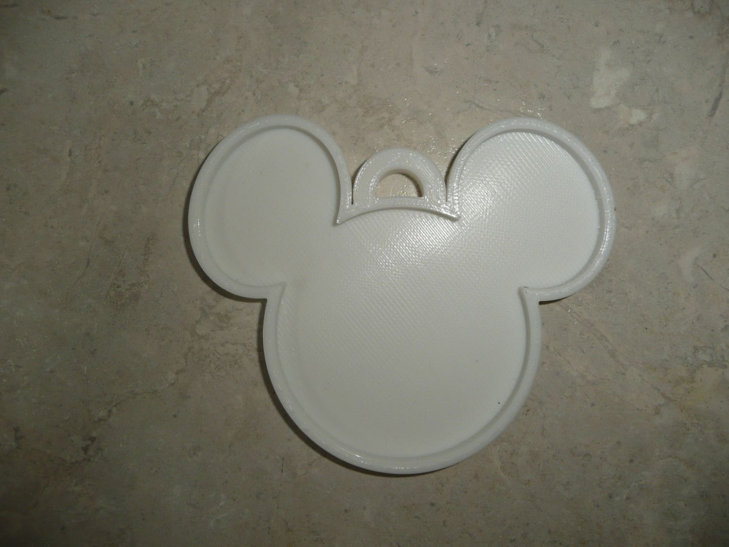 Mickey Mouse Face Ears Shape White Christmas Ornament Made In USA PR4872