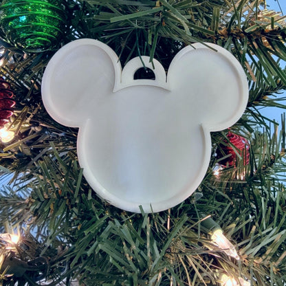 Mickey Mouse Face Ears Shape White Christmas Ornament Made In USA PR4872