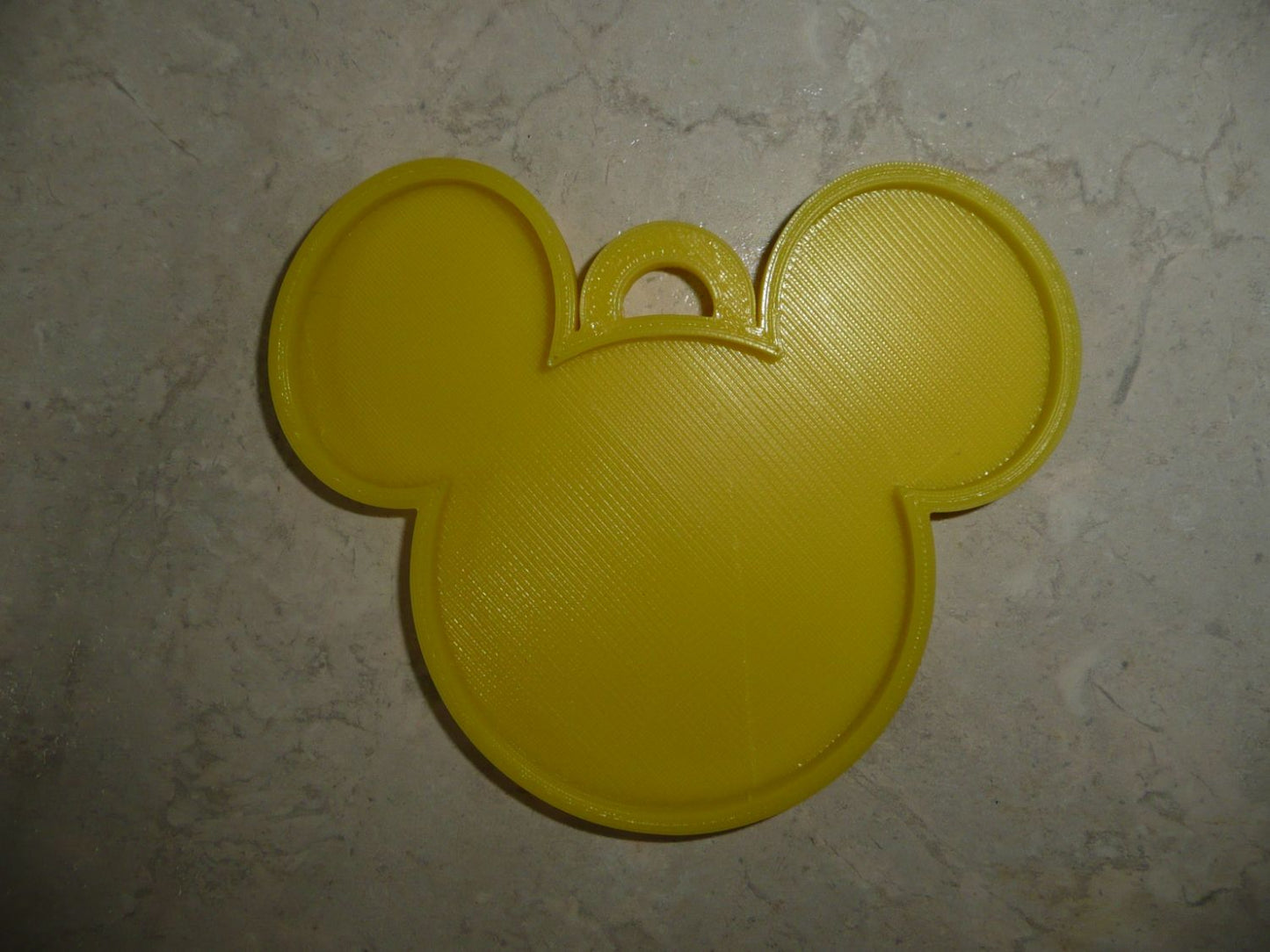 Mickey Mouse Face Ears Shape Yellow Christmas Ornament Made In USA PR4873