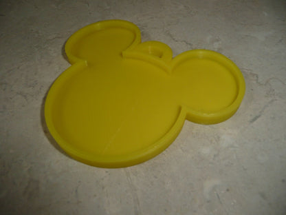 Mickey Mouse Face Ears Shape Yellow Christmas Ornament Made In USA PR4873