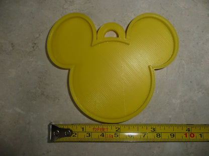 Mickey Mouse Face Ears Shape Yellow Christmas Ornament Made In USA PR4873