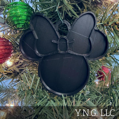 Minnie Mouse Face Ears Shape Black Christmas Ornament Made in USA PR4874