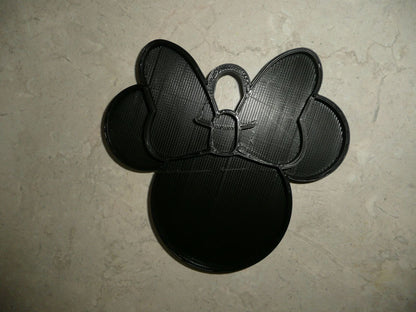 Minnie Mouse Face Ears Shape Black Christmas Ornament Made in USA PR4874