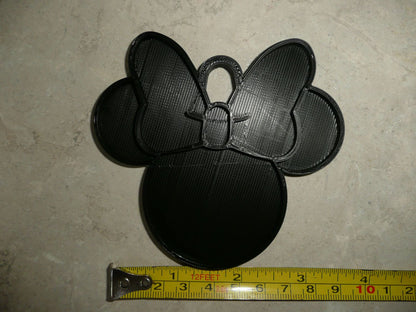 Minnie Mouse Face Ears Shape Black Christmas Ornament Made in USA PR4874
