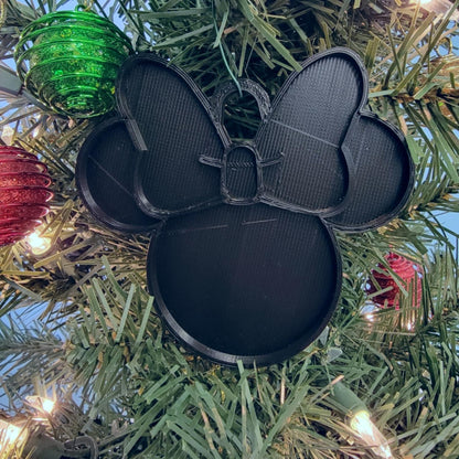 Minnie Mouse Face Ears Shape Black Christmas Ornament Made in USA PR4874