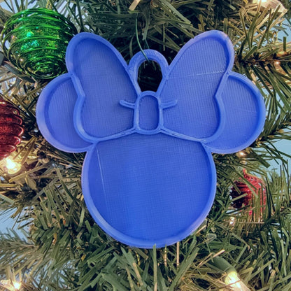 Minnie Mouse Face Ears Shape Blue Christmas Ornament Made in USA PR4875