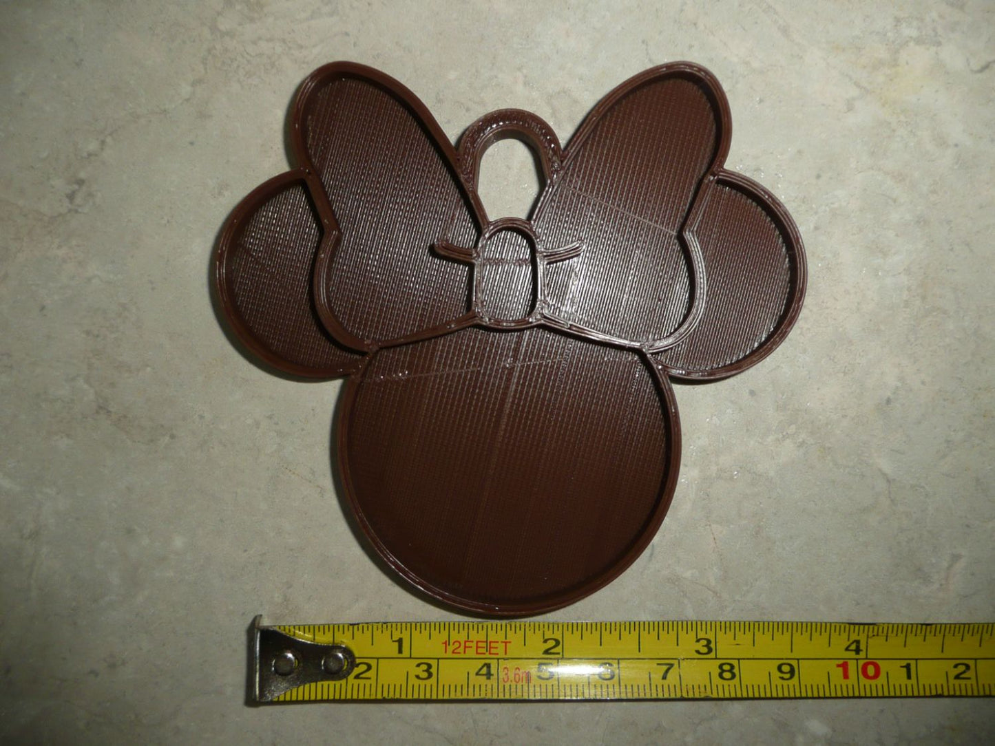 Minnie Mouse Face Ears Shape Brown Christmas Ornament Made in USA PR4876