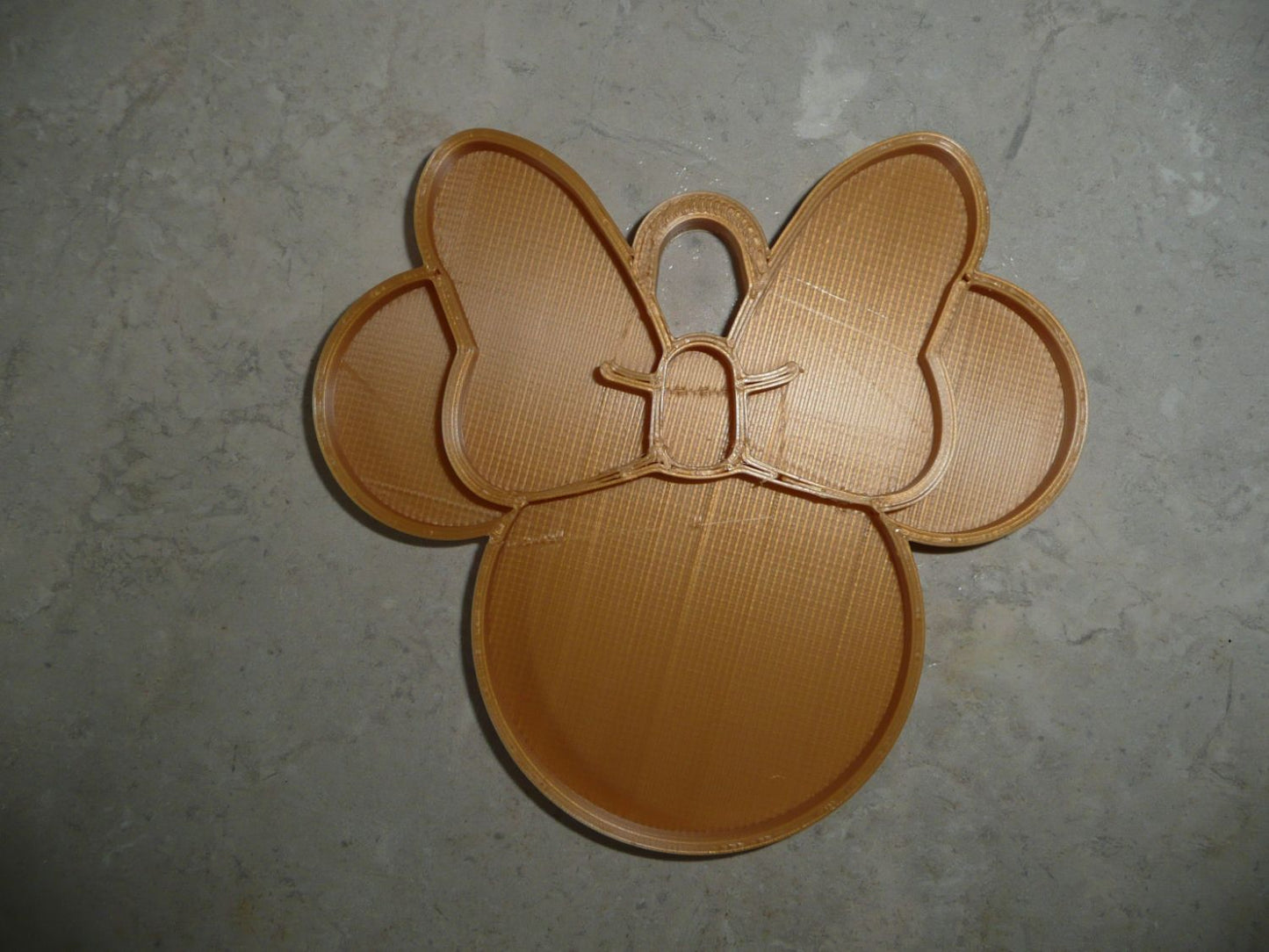 Minnie Mouse Face Ears Shape Gold Christmas Ornament Made in USA PR4877