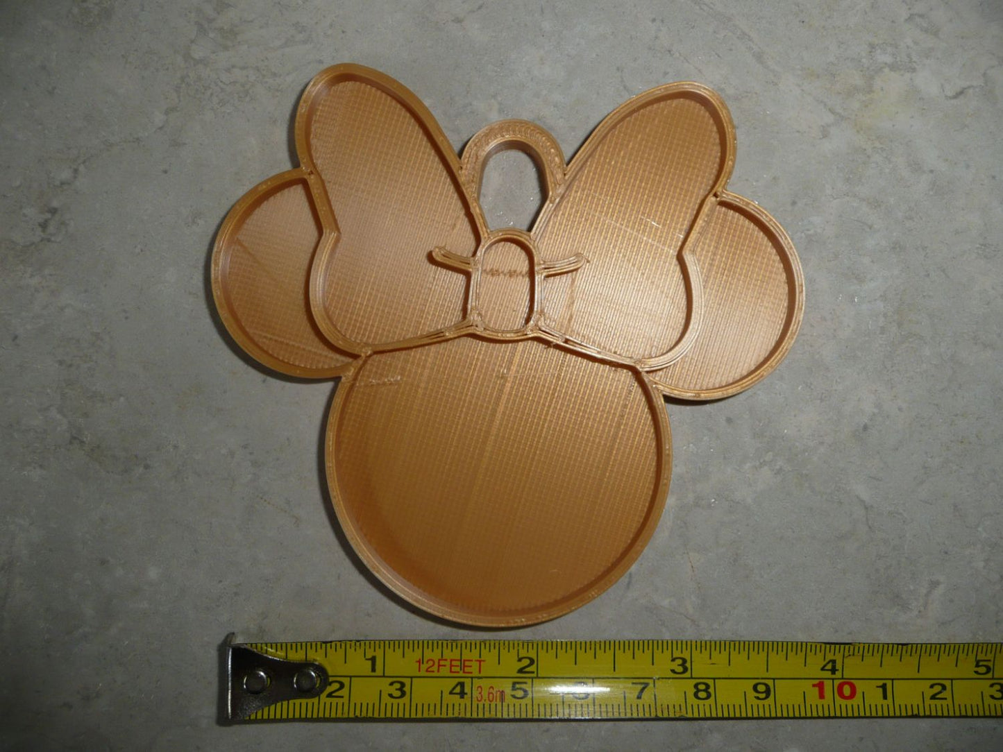 Minnie Mouse Face Ears Shape Gold Christmas Ornament Made in USA PR4877