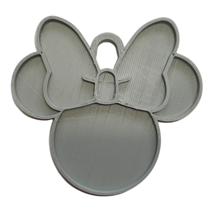 Minnie Mouse Face Ears Shape Gray Christmas Ornament Made in USA PR4878