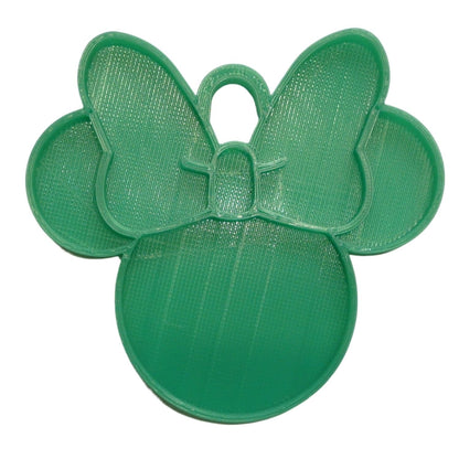 Minnie Mouse Face Ears Shape Green Christmas Ornament Made in USA PR4879