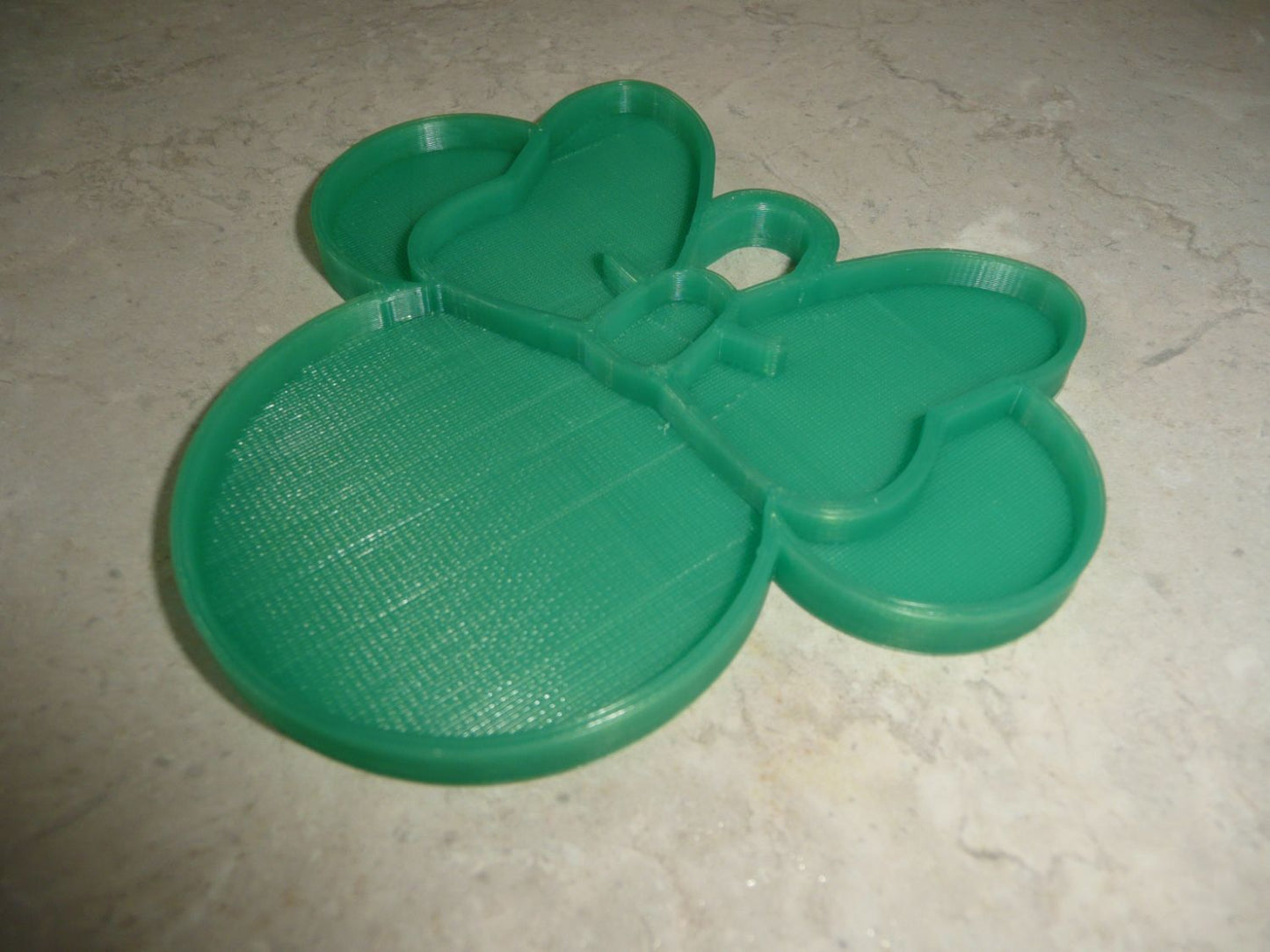 Minnie Mouse Face Ears Shape Green Christmas Ornament Made in USA PR4879