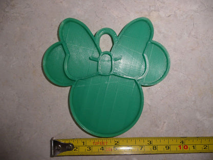 Minnie Mouse Face Ears Shape Green Christmas Ornament Made in USA PR4879