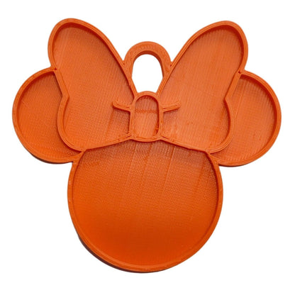 Minnie Mouse Face Ears Shape Orange Christmas Ornament Made in USA PR4880