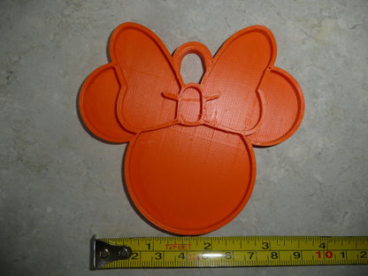Minnie Mouse Face Ears Shape Orange Christmas Ornament Made in USA PR4880