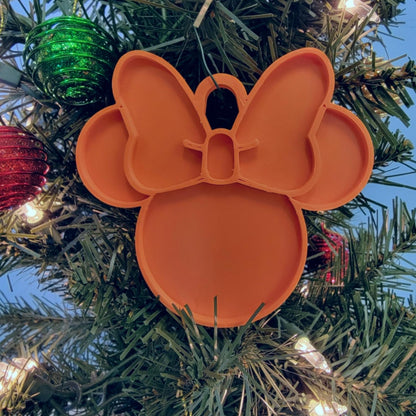 Minnie Mouse Face Ears Shape Orange Christmas Ornament Made in USA PR4880