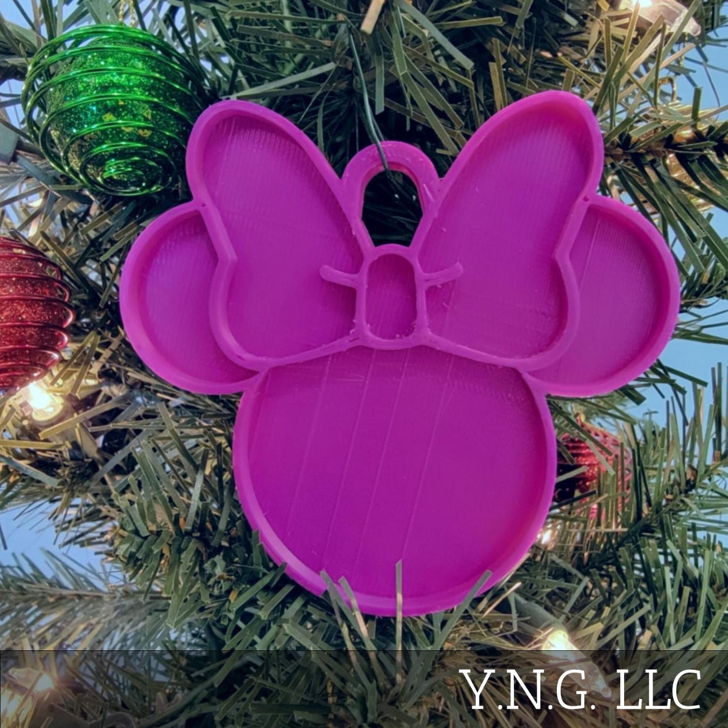 Minnie Mouse Face Ears Shape Purple Christmas Ornament Made in USA PR4881