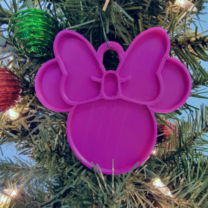 Minnie Mouse Face Ears Shape Purple Christmas Ornament Made in USA PR4881