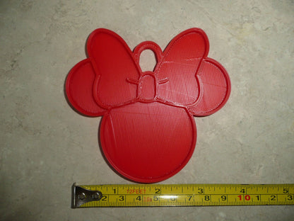 Minnie Mouse Face Ears Shape Red Christmas Ornament Made in USA PR4882
