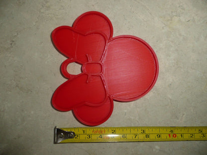 Minnie Mouse Face Ears Shape Red Christmas Ornament Made in USA PR4882