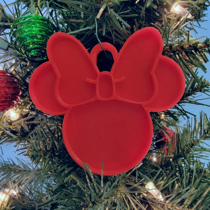 Minnie Mouse Face Ears Shape Red Christmas Ornament Made in USA PR4882