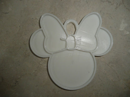 Minnie Mouse Face Ears Shape White Christmas Ornament Made in USA PR4883
