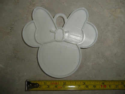 Minnie Mouse Face Ears Shape White Christmas Ornament Made in USA PR4883